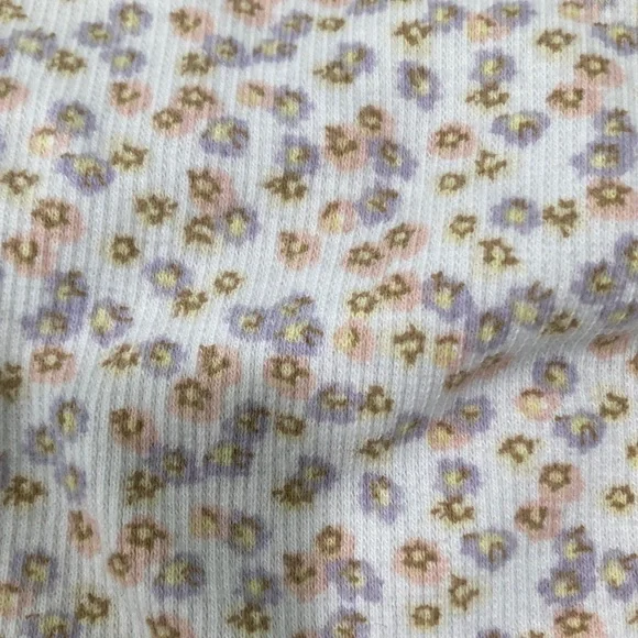 Floral Wrap-Style Long Sleeve Crop Top - White with Pink & Brown Ditsy Print - Picture 5 of 5